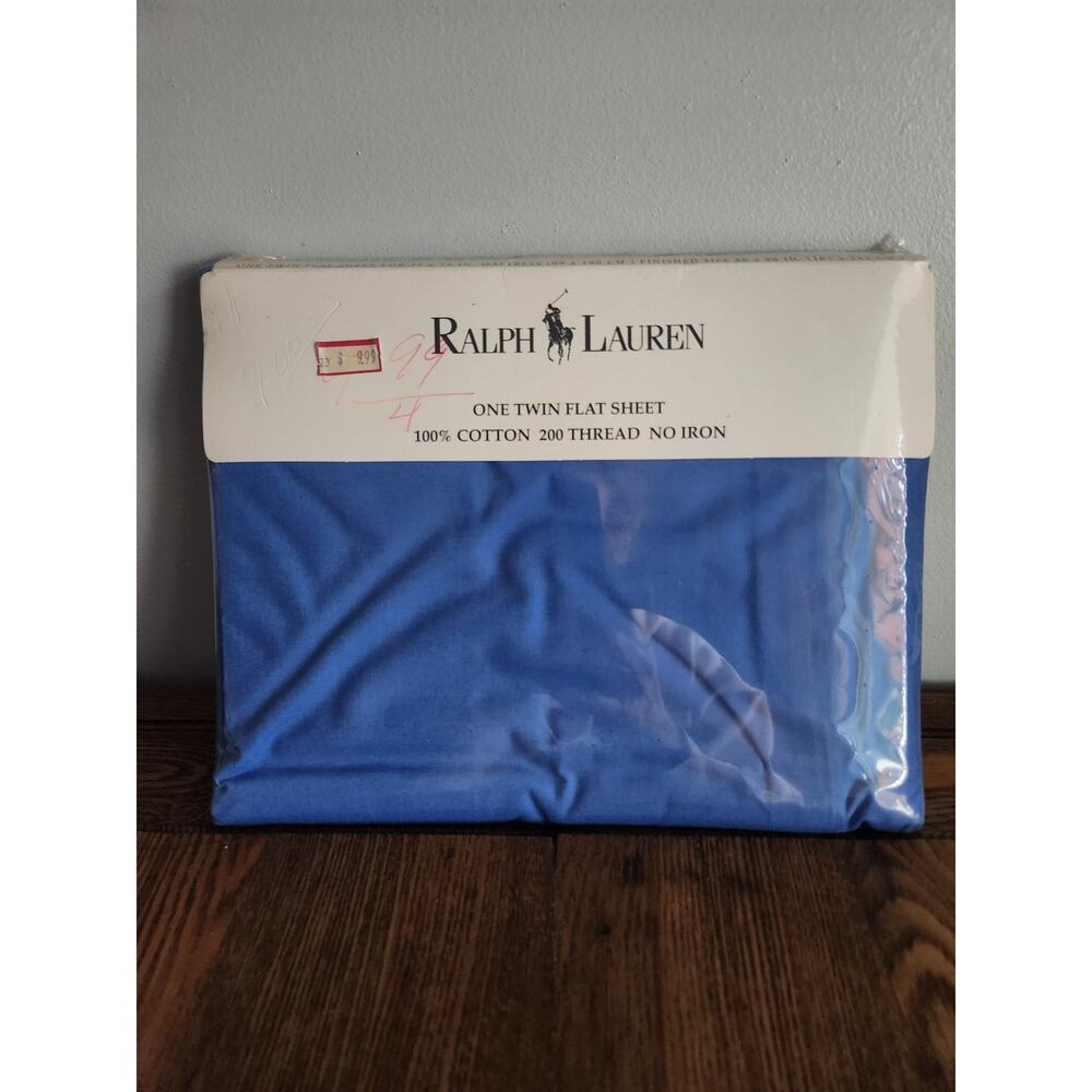 NEW VTG Ralph Lauren TWIN  Flat Sheet Cotton Mystic Blue  USA 90s Y2K